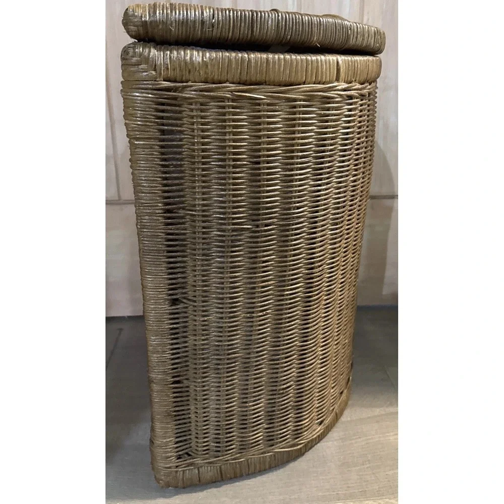 Boho Wicker Laundry Hamper w/ Lid Removable Cotton Liner Rattan Basket Natural